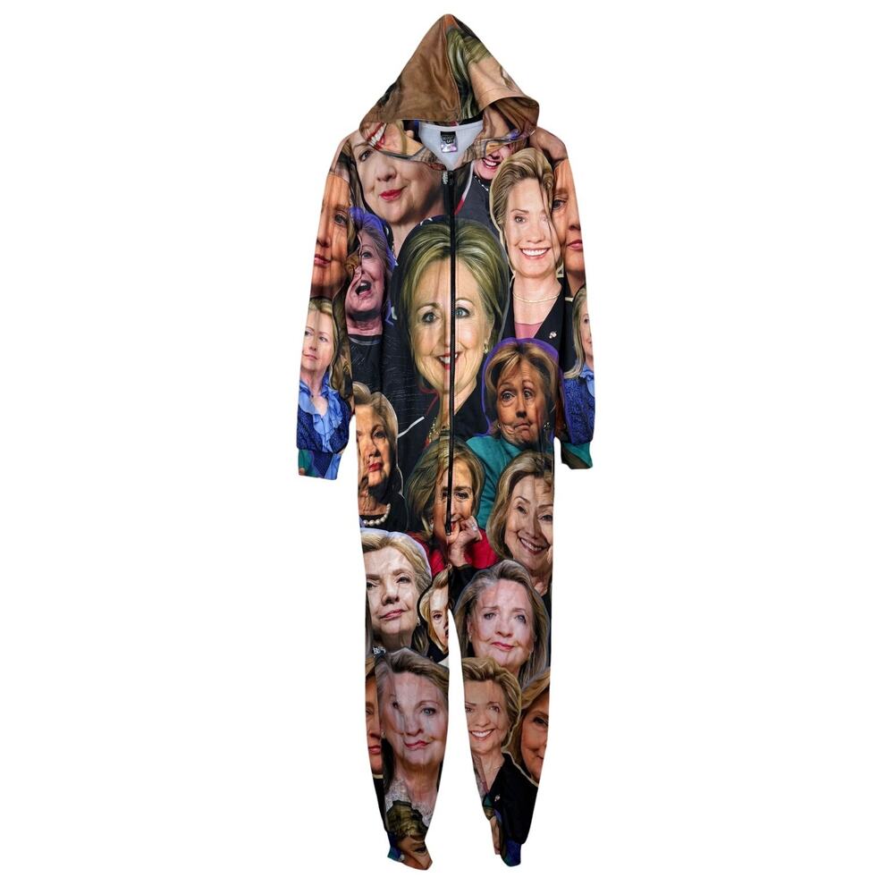 Rage On Hillary Clinton HRC All Over Print Hooded Pajama Jumpsuit Adult Medium